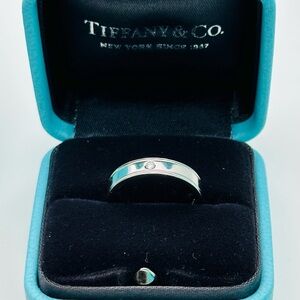 TIFFANY & Co Together Platinum 4mm Double Milgrain Diamond Band Ring Size 5.0